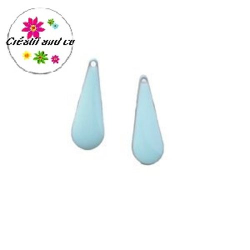 X2 gouttes d'eau bleus très clairs émail 19mm