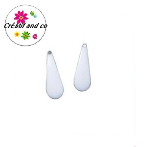 X2 gouttes d'eau blanches émail 19mm