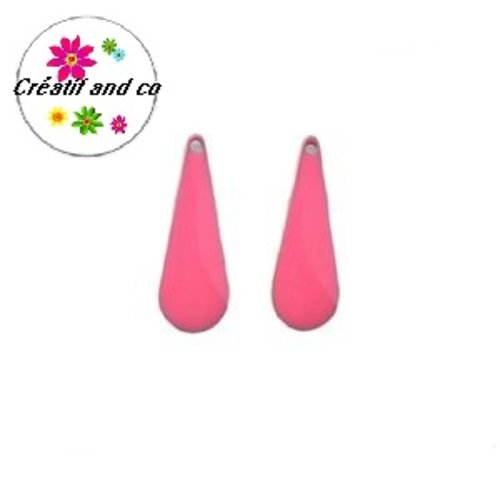 X2 gouttes d'eau fuchsias émail 19mm