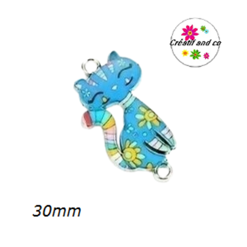 Connecteur chat émail bleu foncé 30mm