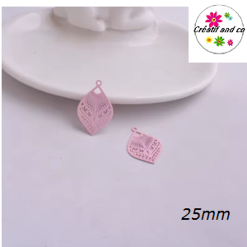 Breloque estampe ventilo rose 25mm