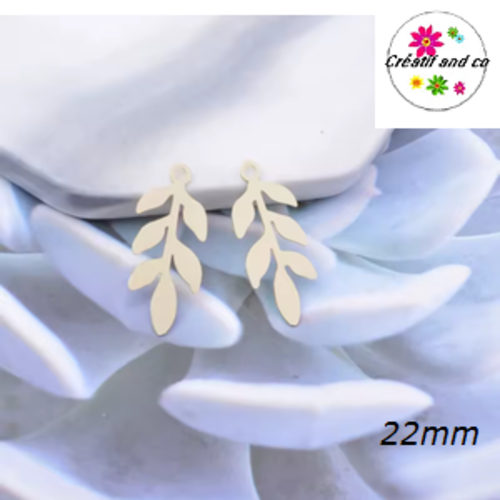 Breloque estampe feuille dorée 22mm