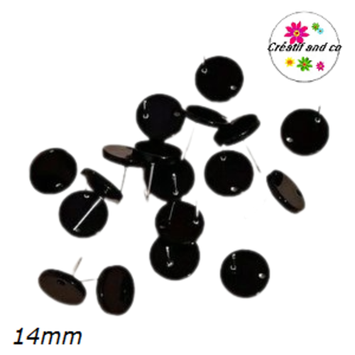 Clou oreille cercle noir acrylique 14mm