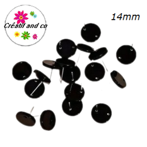 Clou oreille cercle noir acrylique 14mm