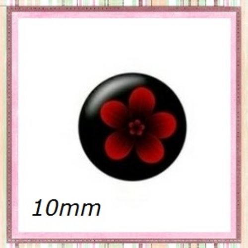 X2 cabochons fleur rouge 10mm