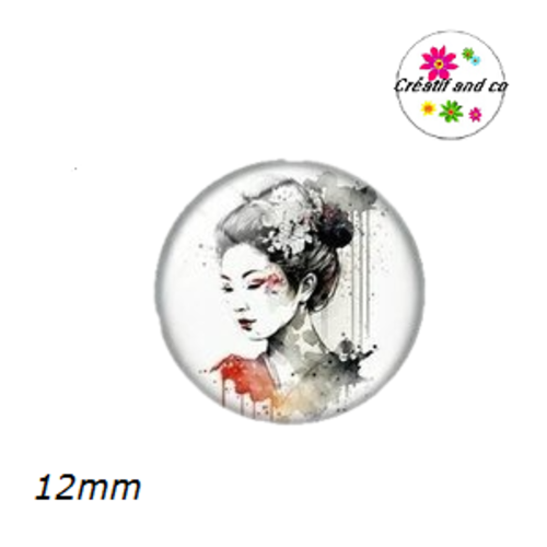 X2 cabochons femme japonaise 12mm