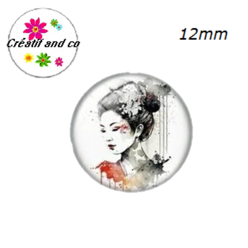 X2 cabochons femme japonaise 12mm