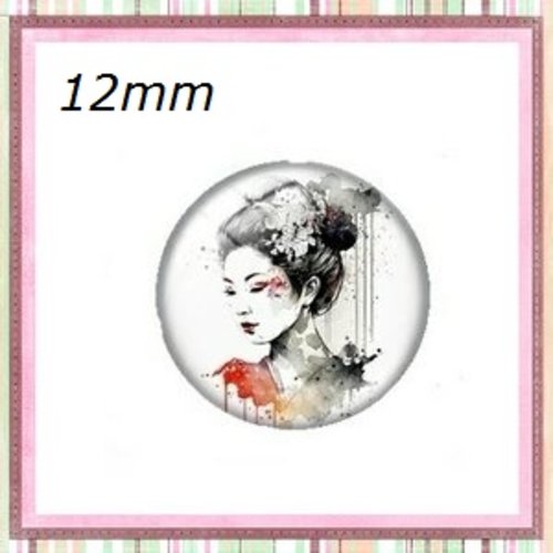 X2 cabochons femme japonaise 12mm