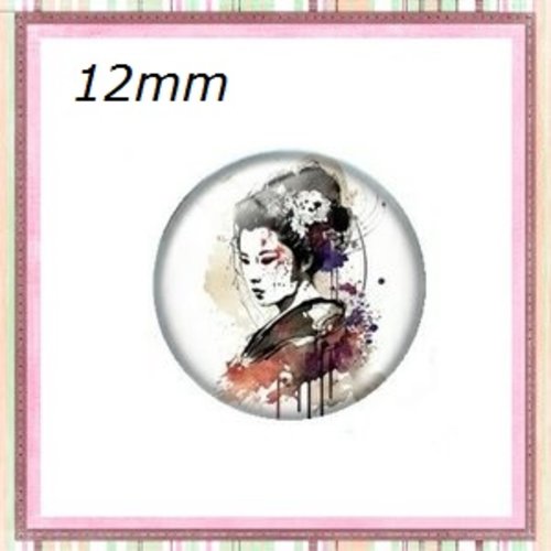 X2 cabochons femme japonaise 12mm