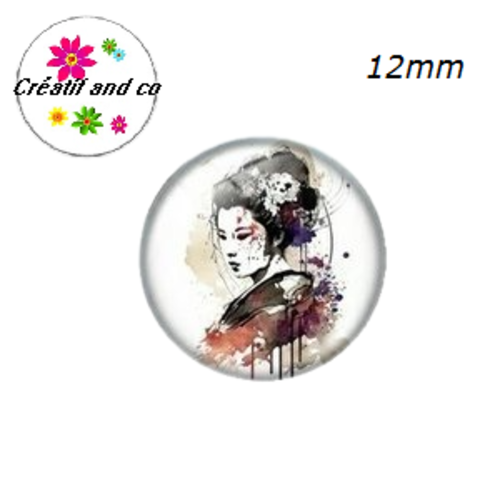 X2 cabochons femme japonaise 12mm