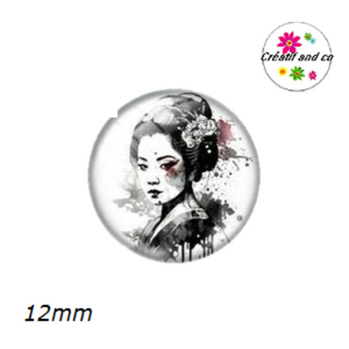 X2 cabochons femme japonaise 12mm