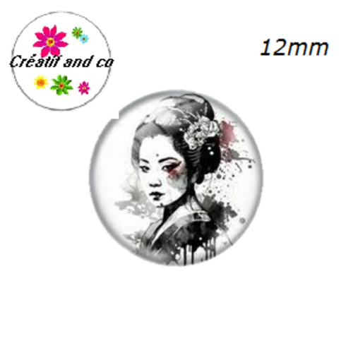 X2 cabochons femme japonaise 12mm
