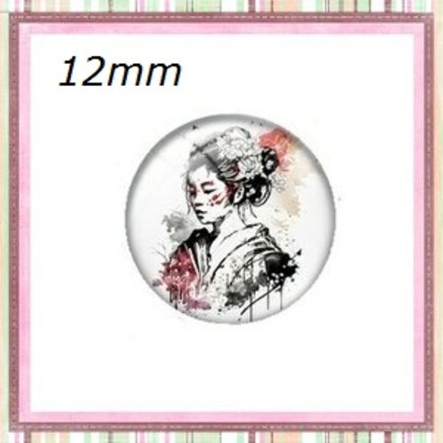 X2 cabochons femme japonaise 12mm