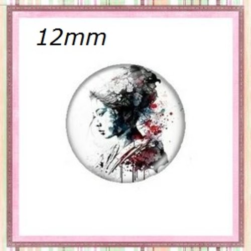 X2 cabochons femme japonaise 12mm