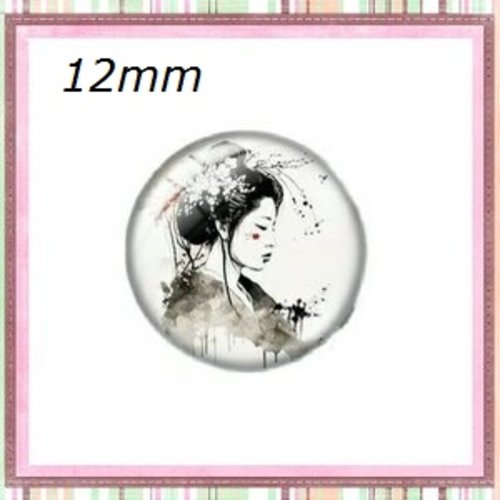 X2 cabochons femme japonaise 12mm