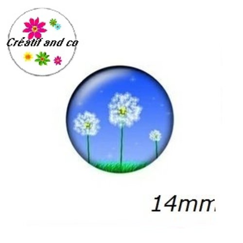 X2 cabochons pissenlit 14mm