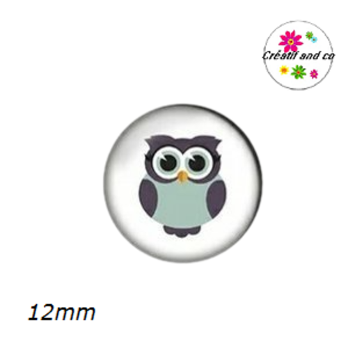 X2 cabochons hibou 12mm
