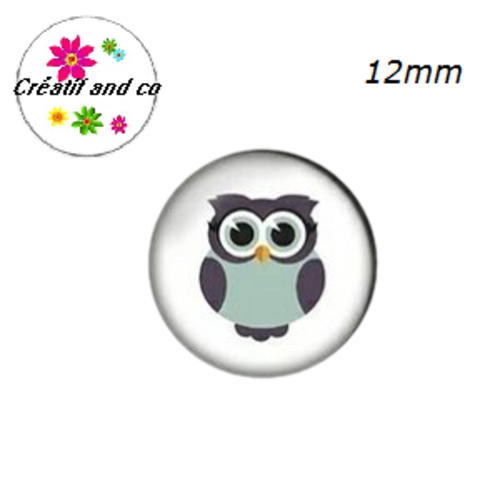 X2 cabochons hibou 12mm