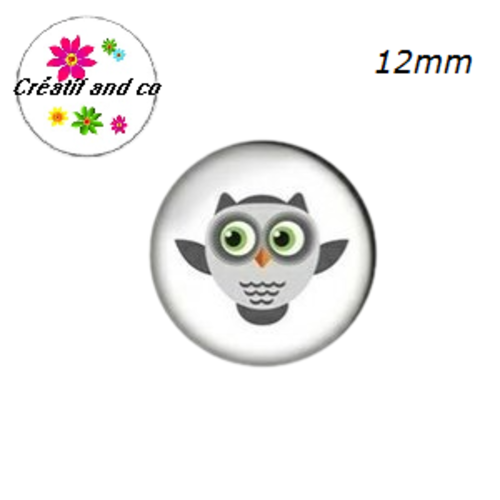 X2 cabochons hibou 12mm