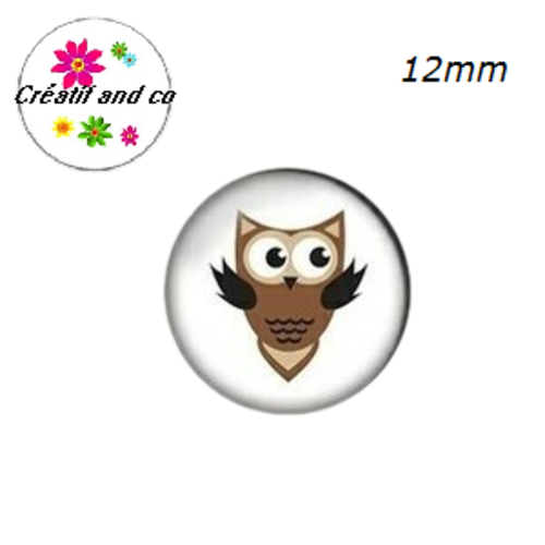 X2 cabochons hibou 12mm