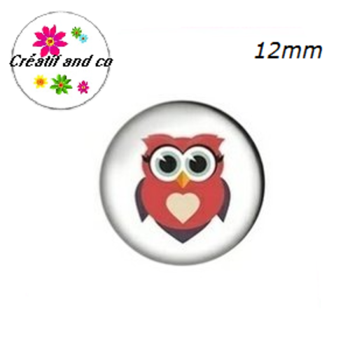 X2 cabochons hibou 12mm
