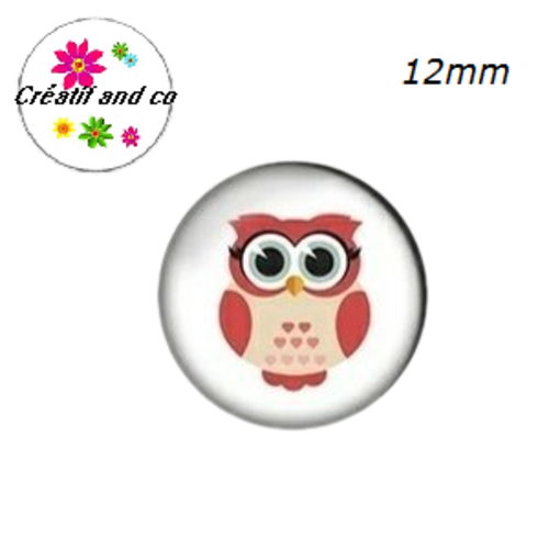 X2 cabochons hibou 12mm