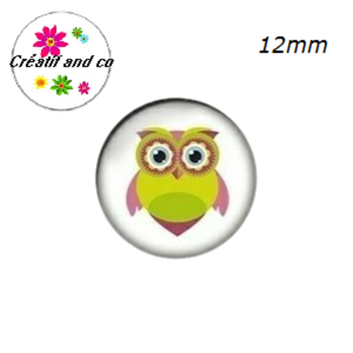 X2 cabochons hibou 12mm