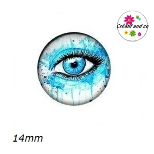X2 cabochons oeil 14mm