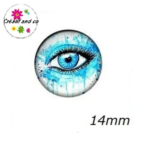 X2 cabochons oeil 14mm