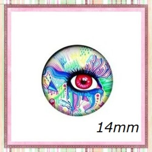 X2 cabochons oeil 14mm