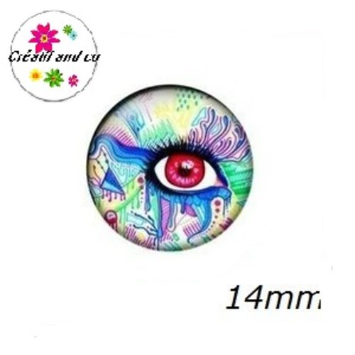 X2 cabochons oeil 14mm