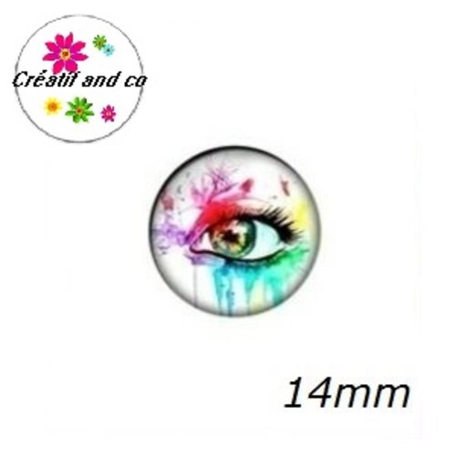 X2 cabochons oeil 14mm