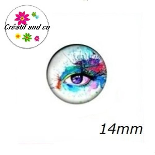 X2 cabochons oeil 14mm