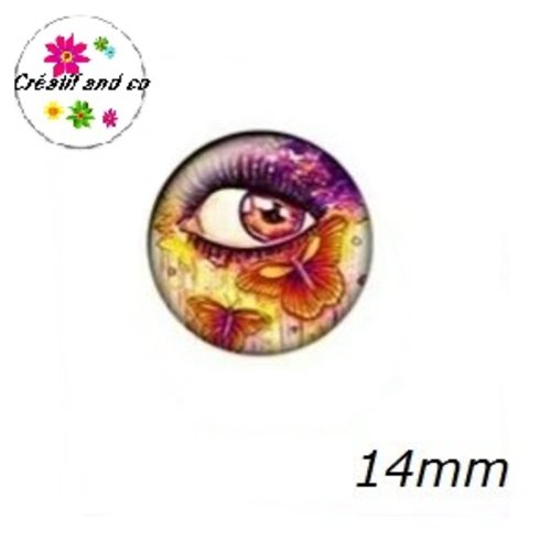 X2 cabochons oeil 14mm