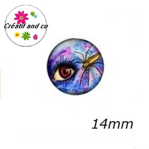 X2 cabochons oeil 14mm
