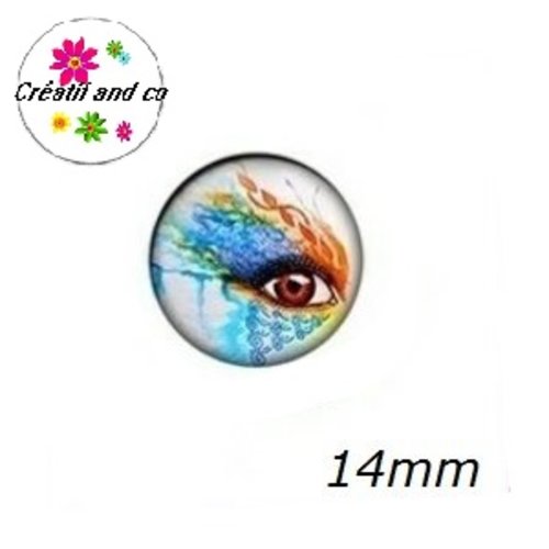 X2 cabochons oeil 14mm