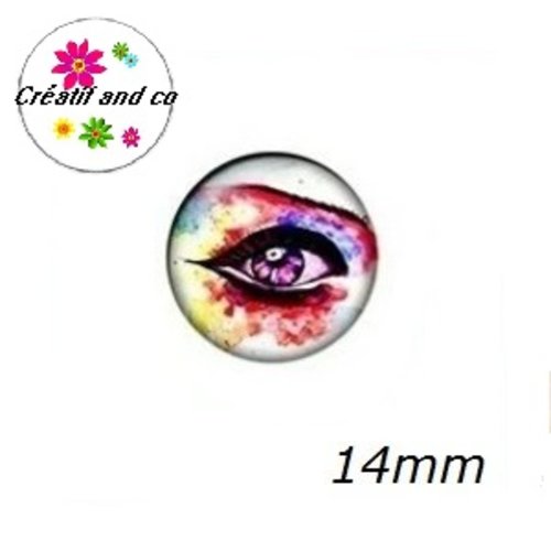 X2 cabochons oeil 14mm