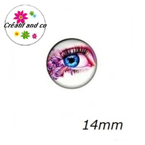 X2 cabochons oeil 14mm
