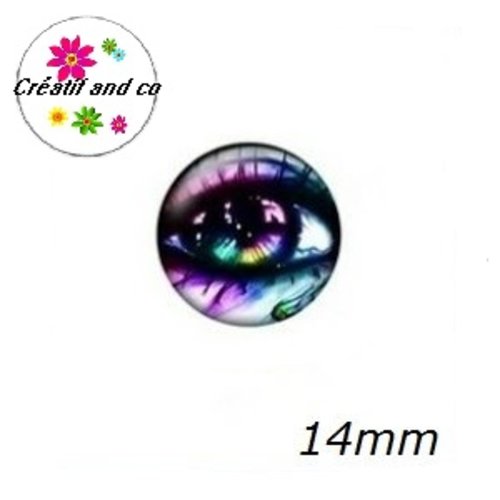 X2 cabochons oeil 14mm