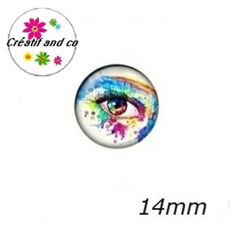 X2 cabochons oeil 14mm