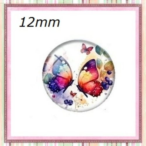 X2 cabochons papillon 12mm