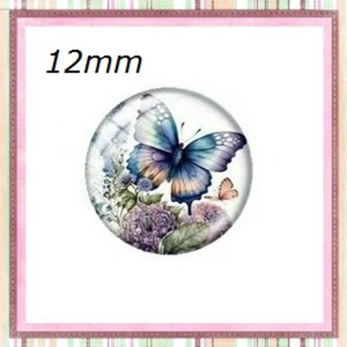 X2 cabochons papillon 12mm