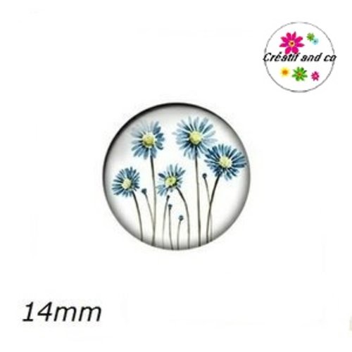 X2 cabochons fleur 14mm
