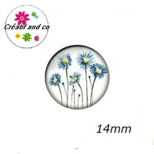 X2 cabochons fleur 14mm