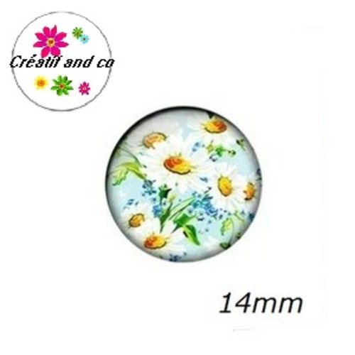X2 cabochons fleur 14mm
