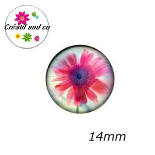 X2 cabochons fleur 14mm