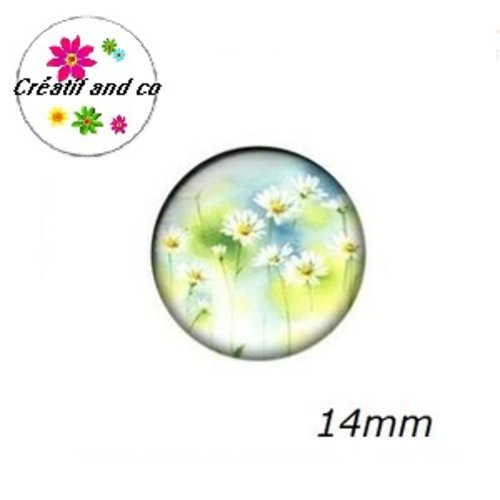 X2 cabochons fleur 14mm