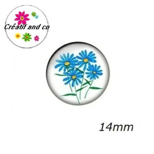X2 cabochons fleur 14mm