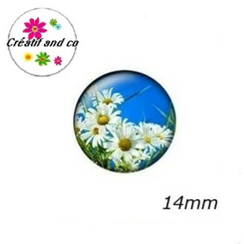 X2 cabochons fleur 14mm