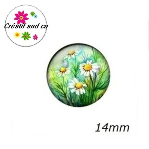X2 cabochons fleur 14mm